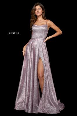 Style 53118 Sherri Hill Purple Size 2 Side slit Dress on Queenly
