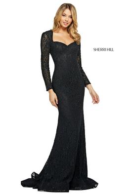 Style 53682 Sherri Hill Black Size 0 Mermaid Dress on Queenly