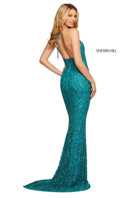 Style 53614 Sherri Hill Blue Size 0 Turquoise Straight Dress on Queenly