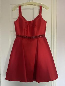 Madison James Red Size 8 Homecoming Jewelled Cocktail A-line Dress on Queenly