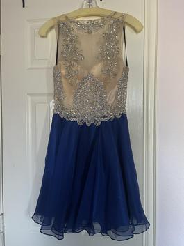Alyce Paris Multicolor Size 2 Tulle Jewelled Navy Blue A-line Dress on Queenly