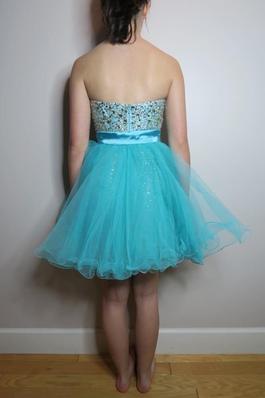 Sherri Hill Light Blue Size 2 Homecoming Fun Fashion Belt Strapless Cocktail Dress on Queenly
