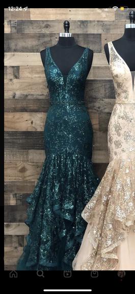 Amarra Green Size 10 Prom Tulle Floral Mermaid Dress on Queenly