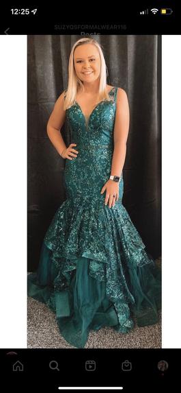 Amarra Green Size 10 Floral Prom Mermaid Dress on Queenly
