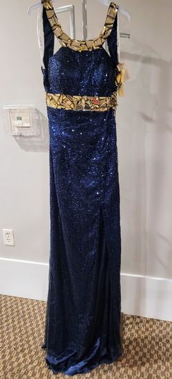 Style 6116 Partytime Formals/Rachel Allan Blue Size 6 Tall Height Straight Dress on Queenly