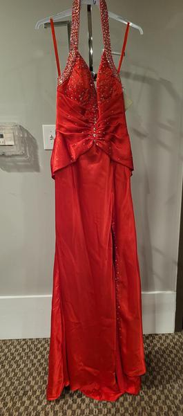 Style 8225 Mori Lee Red Size 0 Side slit Dress on Queenly