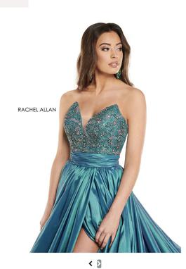 Rachel Allan Blue Size 2 Beaded Top Side Slit Sweetheart Ball gown on Queenly
