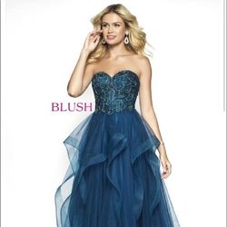 Style 5724 Blush Prom Blue Size 4 Teal Tall Height Sweetheart Prom A-line Dress on Queenly