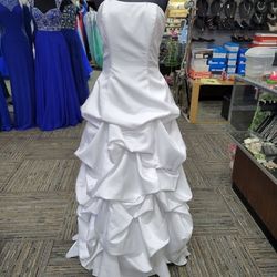 Style DBT9309 David's Bridal White Size 10 Tall Height $300 Strapless Straight Dress on Queenly