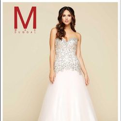 Style 65265H Mac Duggal White Size 4 Pageant Floor Length Prom Mermaid Dress on Queenly