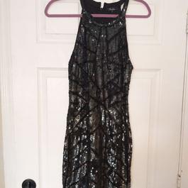 Parker Black Size 10 Halter Sequin Party Midi Cocktail Dress on Queenly