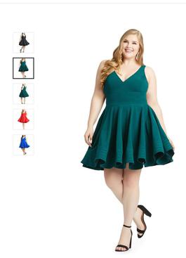 Ieena / Mac Duggal Green Size 18 Plus Size Interview Flare Cocktail Dress on Queenly