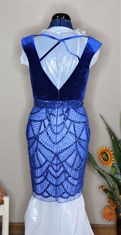 Hannah S Blue Size 6 Midi $300 Cocktail Dress on Queenly