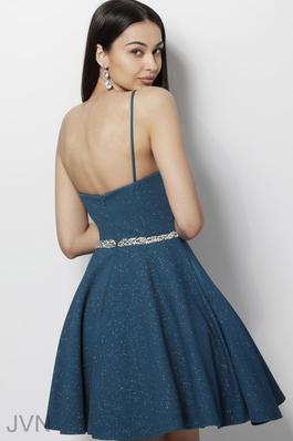 Style JVN62917 JVN Blue Size 4 Midi Homecoming Cocktail Dress on Queenly