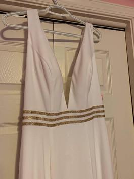 Jovani White Size 8 Floor Length Short Height A-line Dress on Queenly