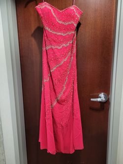 Style 5043 Mori Lee Papparazzi Prom 5043 Hot Pink Size 18 Plus Size A-line Dress on Queenly