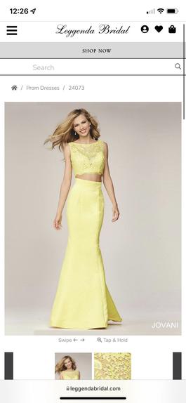 Jovani Yellow Size 8 Floor Length Wedding Guest Sequined High Neck Prom Mermaid Dress on Queenly
