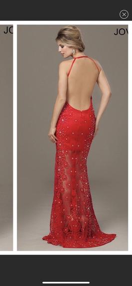Jovani Red Size 4 Jewelled Straight Dress on Queenly
