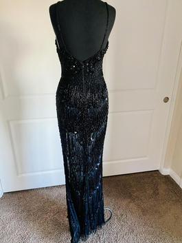ASHLEYlauren Black Size 4 Fringe Sequined Pattern Side slit Dress on Queenly