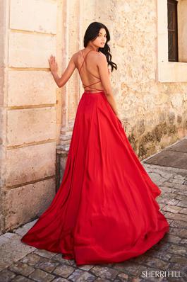 Style 51631 Sherri Hill Red Size 2 Pockets Side slit Dress on Queenly