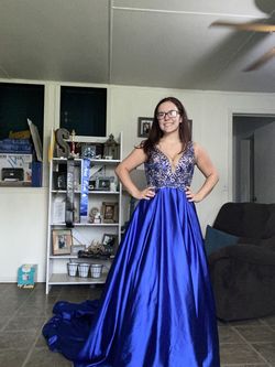 Sherri Hill couture Blue Size 6 A-line Dress on Queenly
