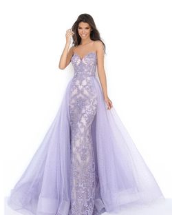 Tarik Ediz Purple Size 4 Tall Height Floor Length Fitted A-line Dress on Queenly