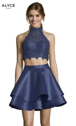 Style 3735 Alyce Paris Blue Size 2 Homecoming Navy Silk Cocktail Dress on Queenly