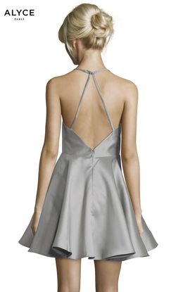 Style 3703 Alyce Paris Silver Size 10 Silk Cocktail Dress on Queenly