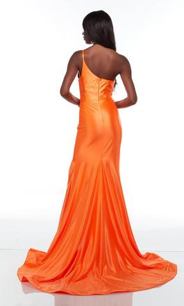Style 61159 Alyce Paris Orange Size 4 Jersey Side slit Dress on Queenly