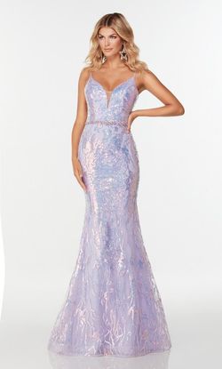 Style 61090 Alyce Paris Purple Size 12 Plus Size Sequin Mermaid Dress on Queenly
