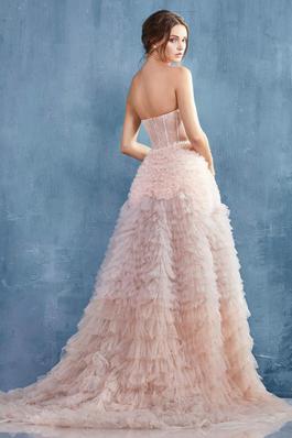 Style A0767 Andrea and Leo Pink Size 4 Pageant Strapless Ombre Ball gown on Queenly