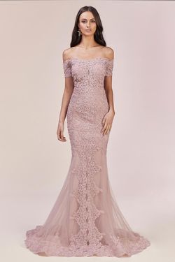 Style A0587 Andrea and Leo Pink Size 4 A0587 Lace Pageant A0587 Mermaid Dress on Queenly