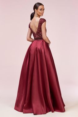 Style A0574 Andrea and Leo Red Size 6 Floor Length Pageant Ball gown on Queenly