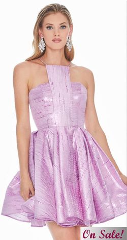 Style 4081 Ashley Lauren Purple Size 0 Midi Cocktail Dress on Queenly