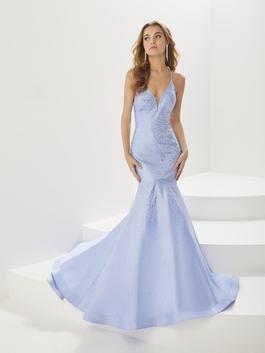 Style 16940 Tiffany Designs Light Blue Size 2 Silk Spaghetti Strap Mermaid Dress on Queenly