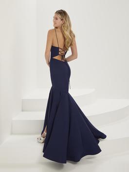 Style 16949 Tiffany Designs Blue Size 4 Fitted Side Slit Spaghetti Strap Mermaid Dress on Queenly