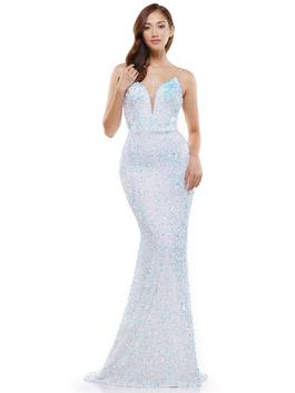 Style 2459 Colors White Size 0 Jewelled Sequin Mermaid Dress on Queenly