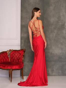 Style 10275 Dave and Johnny Red Size 0 Side slit Dress on Queenly