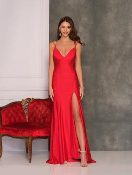 Style 10275 Dave and Johnny Red Size 0 Side slit Dress on Queenly