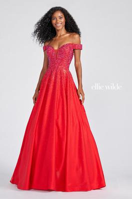 Style EW122106 Ellie Wilde Red Size 8 Ball gown on Queenly