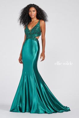 Style EW122068 Ellie Wilde Green Size 00 Pageant Jersey Mermaid Dress on Queenly