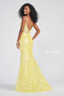 Style EW122022 Ellie Wilde Yellow Size 4 Pageant Floor Length Sequin Mermaid Dress on Queenly