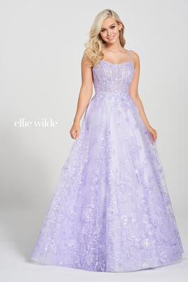 Style EW122109 Ellie Wilde Purple Size 10 Ball gown on Queenly