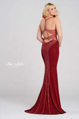 Style EW120016 Ellie Wilde Red Size 0 Jersey Flare Cut Out Mermaid Dress on Queenly