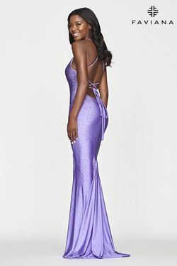Style S10506 Faviana Purple Size 6 Jersey Straight Dress on Queenly