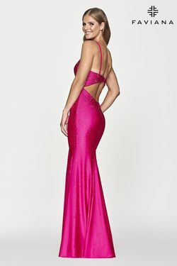 Style S10630 Faviana Hot Pink Size 00 Pageant Jersey Straight Dress on Queenly