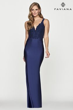 Style S10639 Faviana Blue Size 6 Flare Straight Dress on Queenly