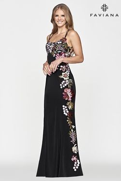 Style S10654 Faviana Black Size 4 Flare Straight Dress on Queenly