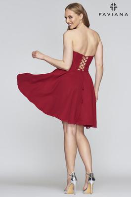 Style S10368 Faviana Red Size 6 Tulle Cocktail Dress on Queenly