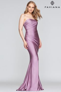 Style S10382 Faviana Purple Size 8 Jersey Side slit Dress on Queenly